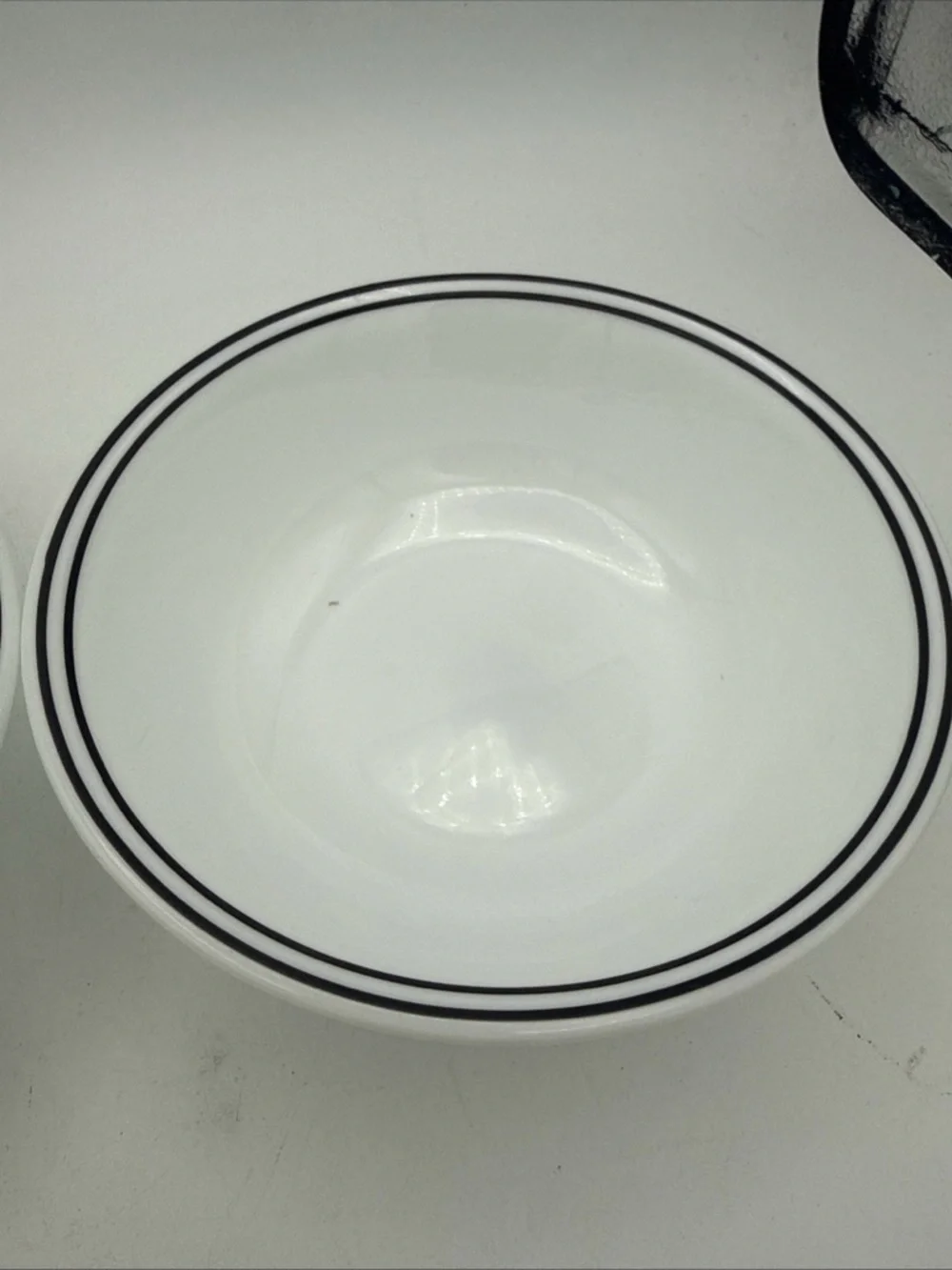 The Corelle Livingware City Block cereal bowls black rim  - Set of 2